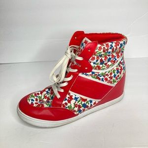 Mudd Retro Floral Print Wedge Sneaker Size 10